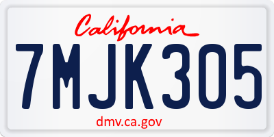 CA license plate 7MJK305
