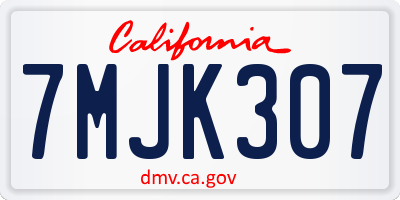 CA license plate 7MJK307