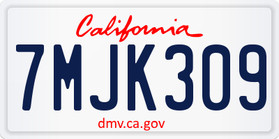 CA license plate 7MJK309
