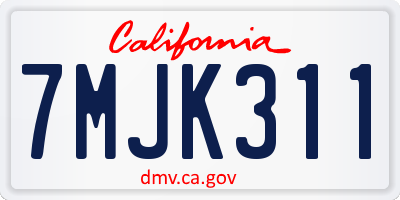 CA license plate 7MJK311