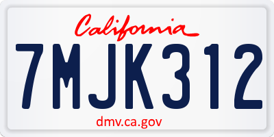 CA license plate 7MJK312