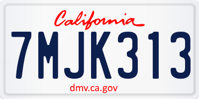 CA license plate 7MJK313