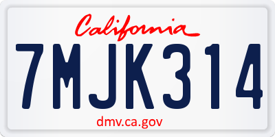 CA license plate 7MJK314