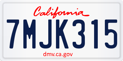 CA license plate 7MJK315