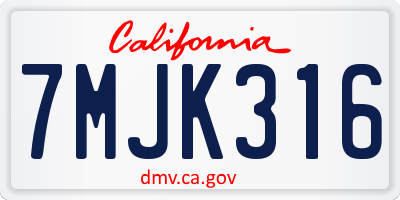 CA license plate 7MJK316