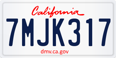 CA license plate 7MJK317