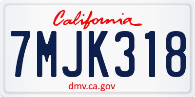CA license plate 7MJK318