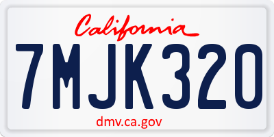 CA license plate 7MJK320