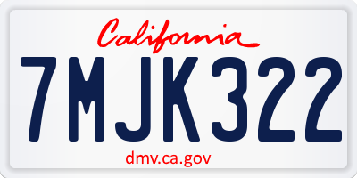 CA license plate 7MJK322