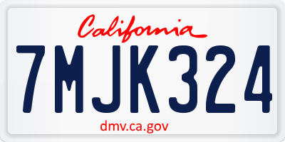 CA license plate 7MJK324