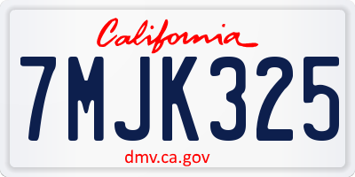 CA license plate 7MJK325