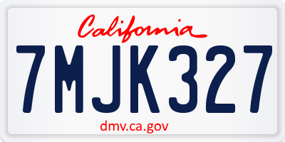 CA license plate 7MJK327