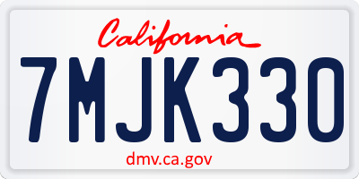 CA license plate 7MJK330