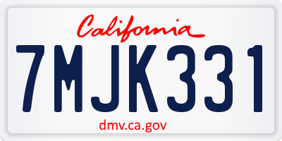 CA license plate 7MJK331