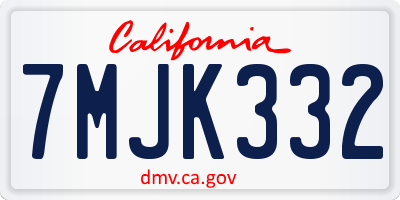 CA license plate 7MJK332
