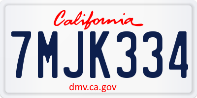 CA license plate 7MJK334