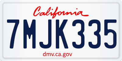 CA license plate 7MJK335