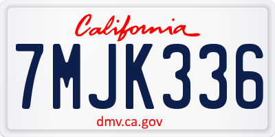 CA license plate 7MJK336