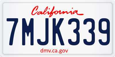 CA license plate 7MJK339