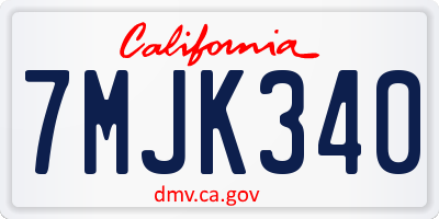 CA license plate 7MJK340
