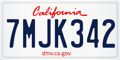 CA license plate 7MJK342