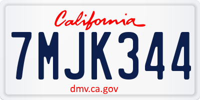 CA license plate 7MJK344