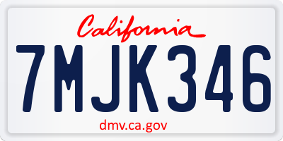 CA license plate 7MJK346