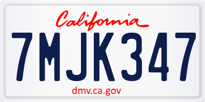CA license plate 7MJK347