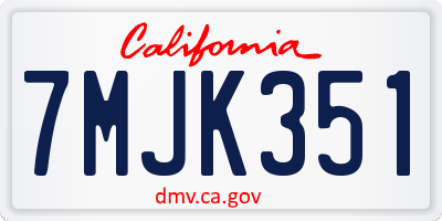 CA license plate 7MJK351