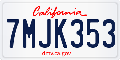 CA license plate 7MJK353