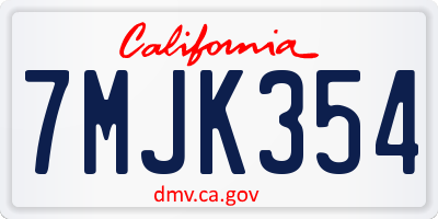 CA license plate 7MJK354