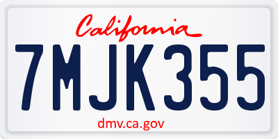 CA license plate 7MJK355