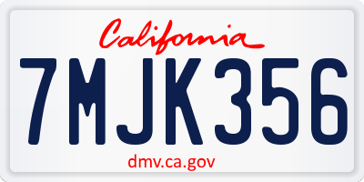 CA license plate 7MJK356