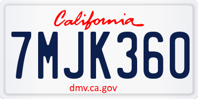 CA license plate 7MJK360