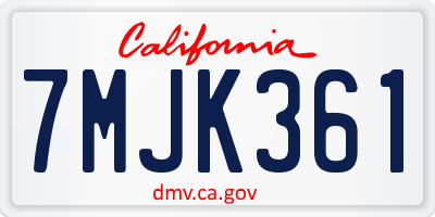 CA license plate 7MJK361