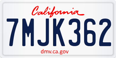 CA license plate 7MJK362