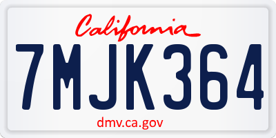 CA license plate 7MJK364