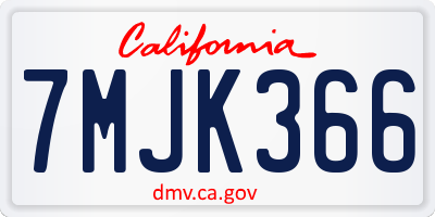 CA license plate 7MJK366
