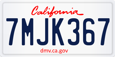 CA license plate 7MJK367