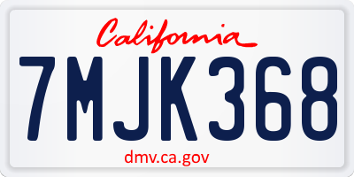 CA license plate 7MJK368