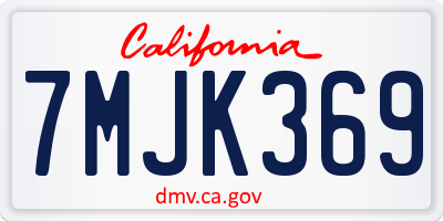 CA license plate 7MJK369