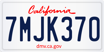 CA license plate 7MJK370
