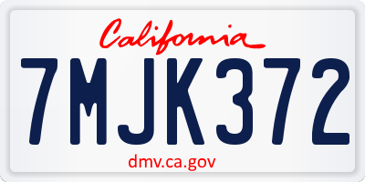 CA license plate 7MJK372