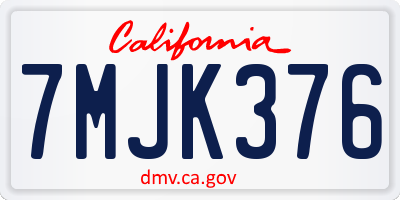 CA license plate 7MJK376