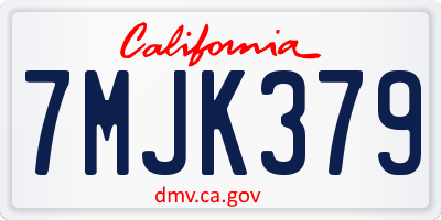 CA license plate 7MJK379