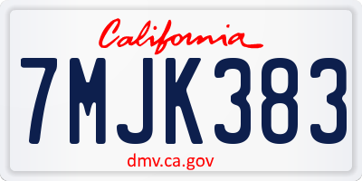 CA license plate 7MJK383
