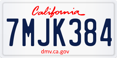 CA license plate 7MJK384