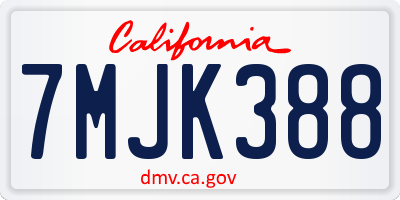 CA license plate 7MJK388
