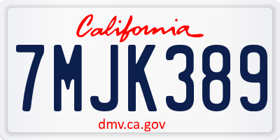 CA license plate 7MJK389