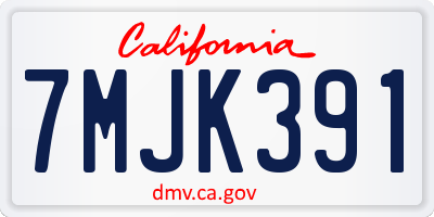 CA license plate 7MJK391